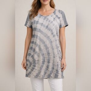 J. Jill Blue & White Tie-Dye Tunic Top Sz M Tall